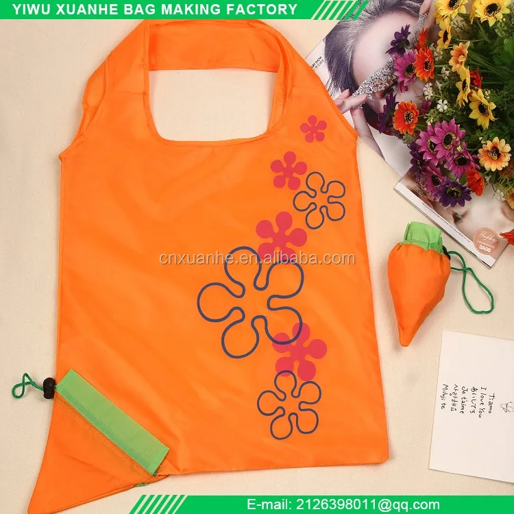 Recycled Polyester Foldable Bags Fruit Shaped Foldable Eco Tote Bag For Promotion