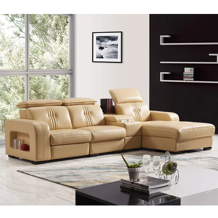 1 Wholesale heated fancy italian modern modular massage furniture living room lounge wooden big l shaped real leather sofa set
