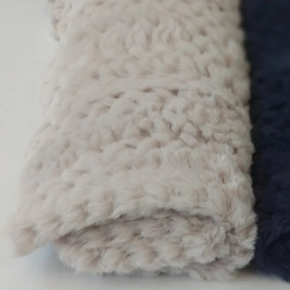 super soft rabbit fake fur fabric beige