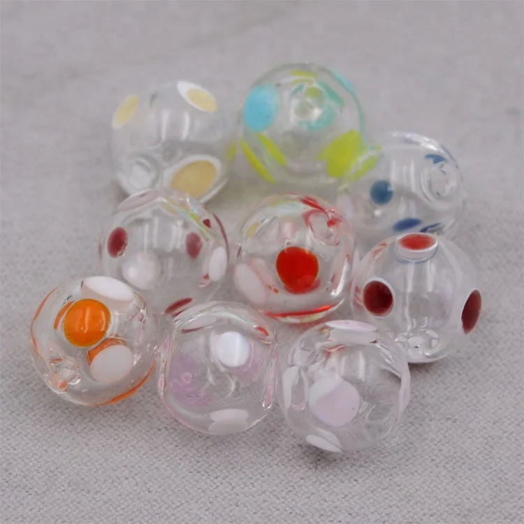 12mm Round Blown Hollow Perforated Wave Point Glass Beads from China for Fantasy Dry Flower Jewelry DIY accessories Finding