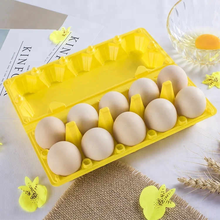 plastic tray wholesale customized pvc 10 cell yellow colourful egg tray/box/carton