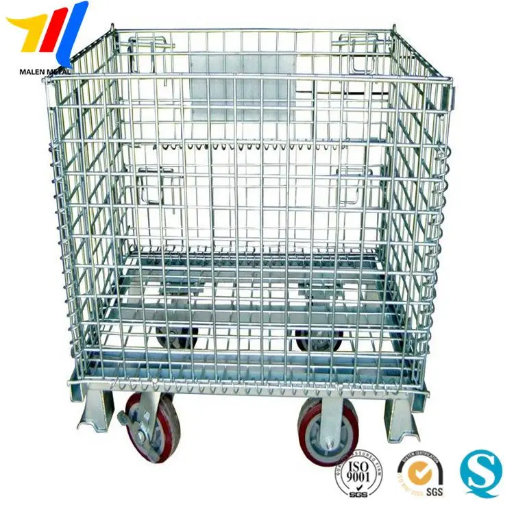
Supermarket Metal Wire Mesh Container Foldable Storage Crate for Storage 