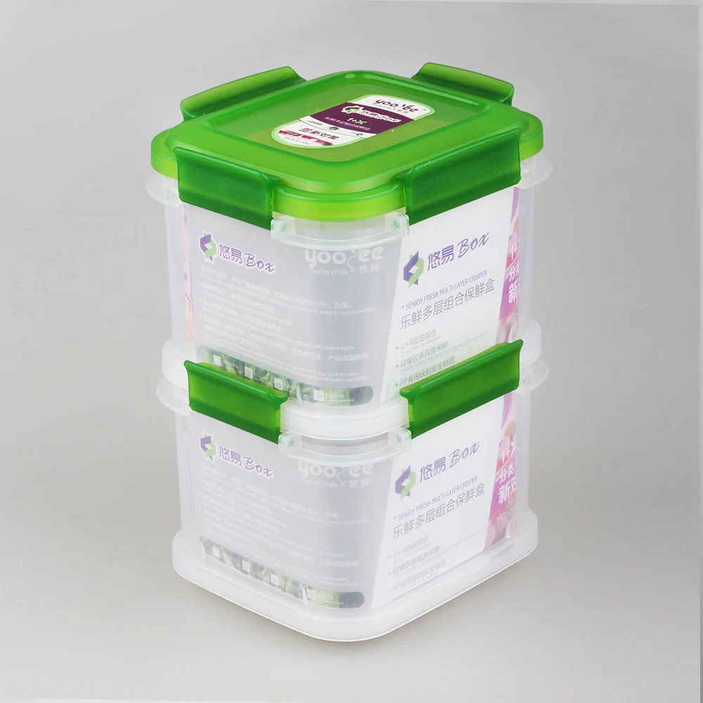 Layers Click Lock Crisper Box Storage Boxes & Bins Food Container with Lid Clear Plastic NEW Modern Promotional Gift Cube Size 2