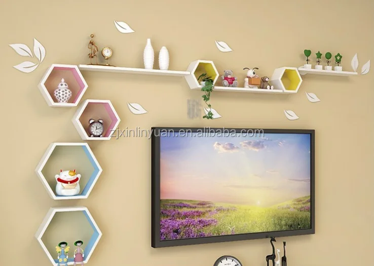 Floating Hexagon Wall decorative Modern Display Shelves