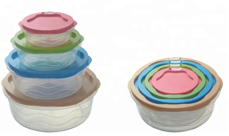 
Creative Rectangle 5pcs Plastic Food container with colorful lid 