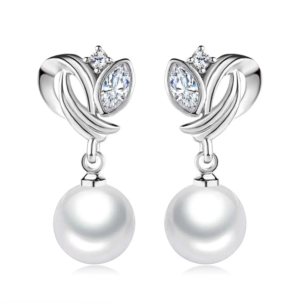 Top Quality Imitation Pearl Pendant Earring Rose Gold Color  For Women  Fashion Jewelry For Anniversary Gift Wholesale E224 E166