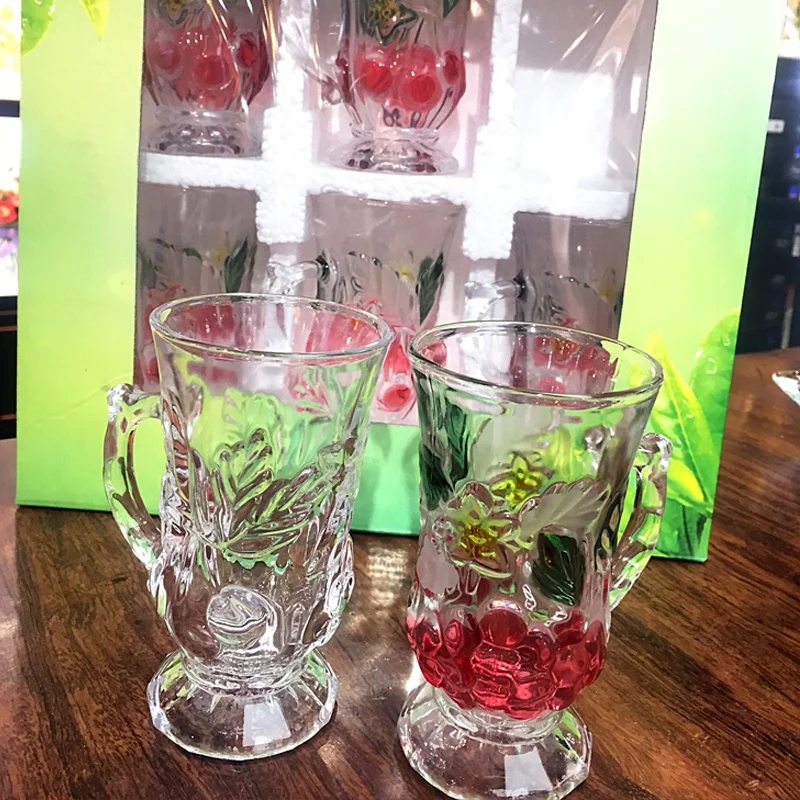 Hot sale beautiful  color tea cup with handle for tea milk coffee glass cup