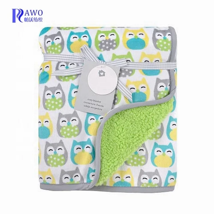 Dot print knitted 100% polyester super soft warm coral fleece baby blanket