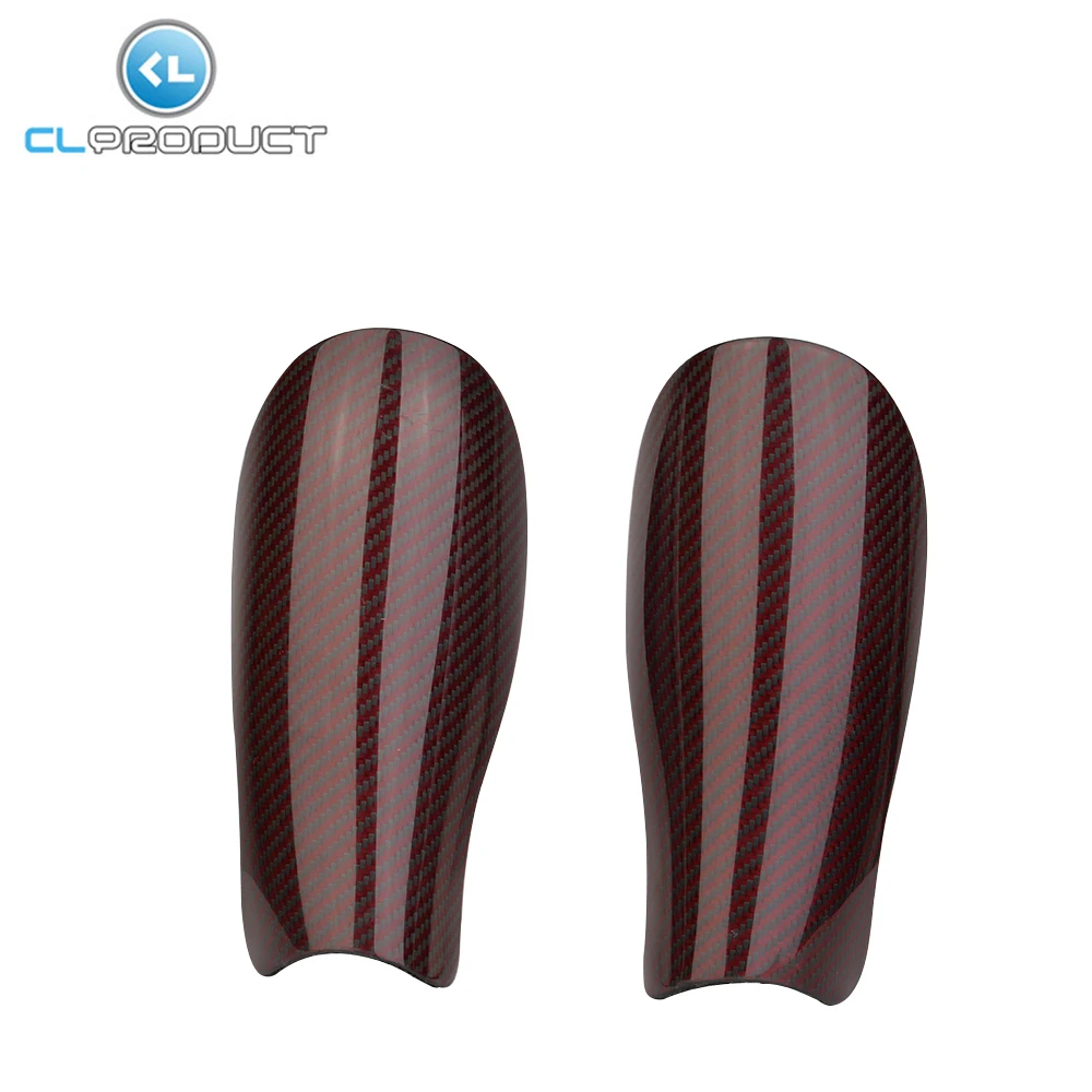 Free Shipping Hot Sell Red Carbon Shin Pads Carbon Fiber Knee Carbon Fiber Soccer Shin Guard for Football Race