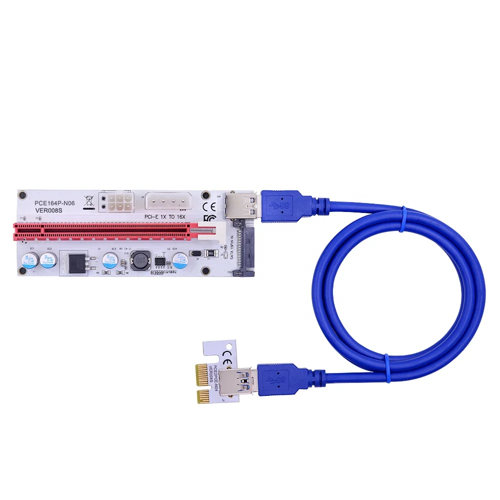 high quality PCI-E 1X TO 16X Graphics Extension Powered Riser Adapter Card 60cm USB 3.0 Cable