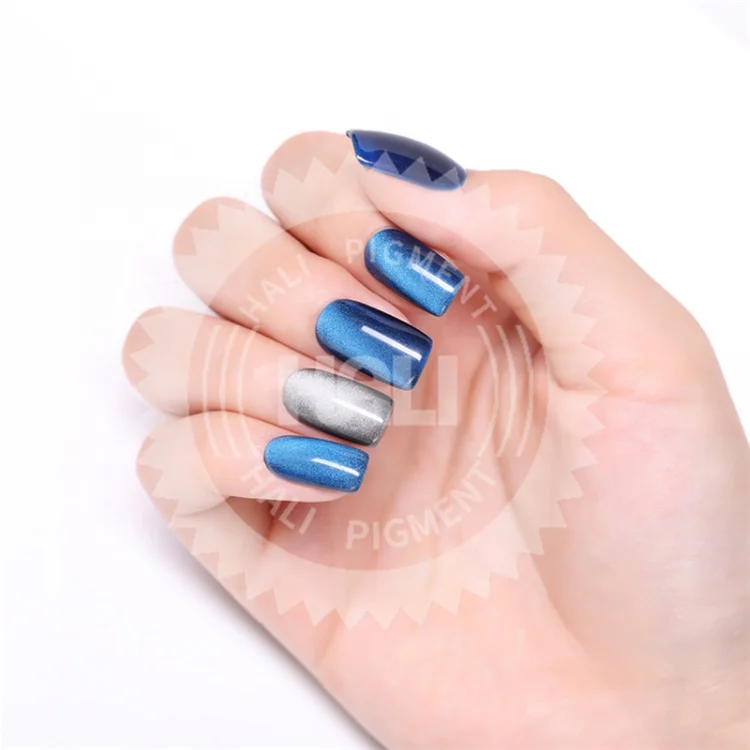 Hali Newest nail art 6 spark color starry 3D Metal Chameleon Colors Change Magnetic Cat Eyes Gel Powder Lacquers Nail Polishes