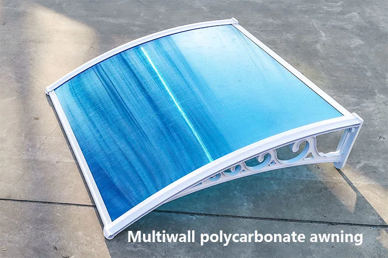Polycarbonate awning with hollow sheet
