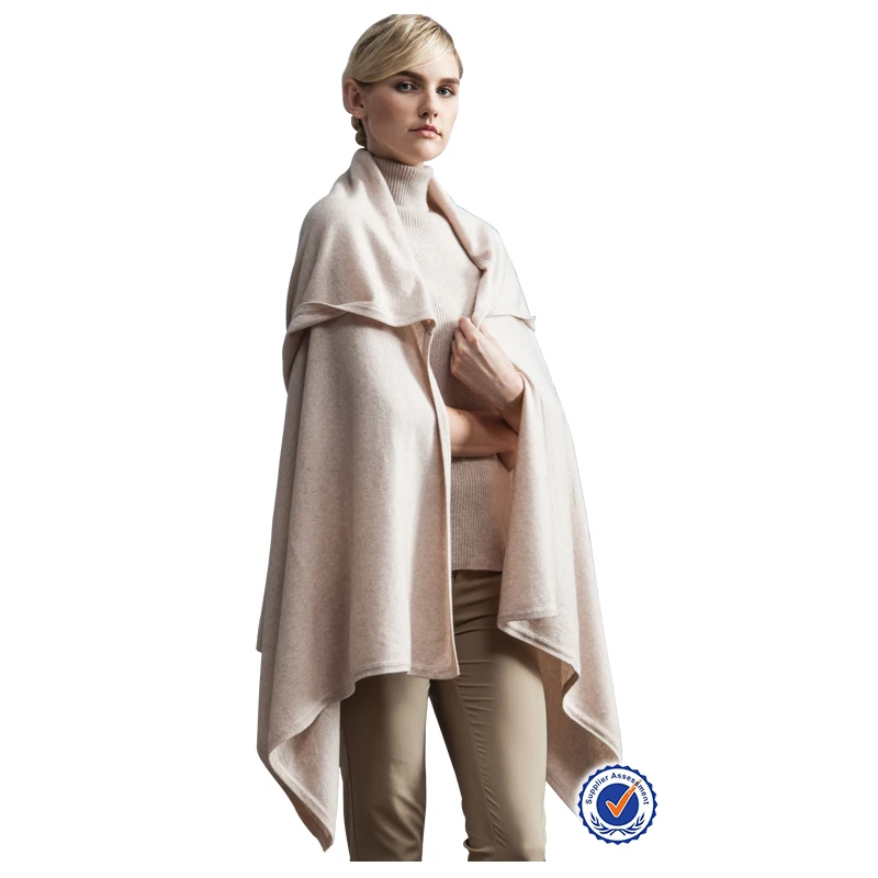 Top quality wool cashmere ladies hooded cape shawl