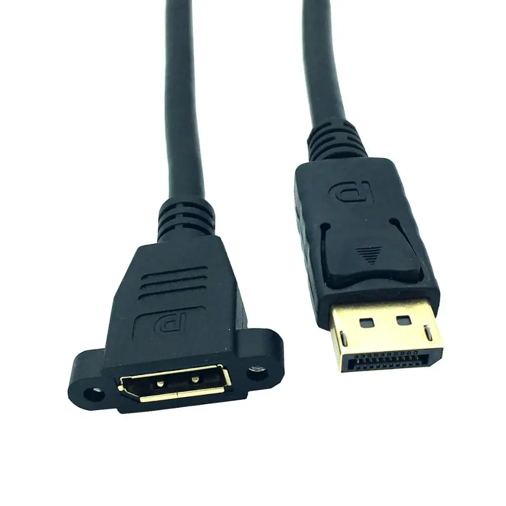 DP Displayport Extension Panel Mount Cable - Displayport to Displayport - Male to Female Gold PVC Polybag OEM Combination Stock