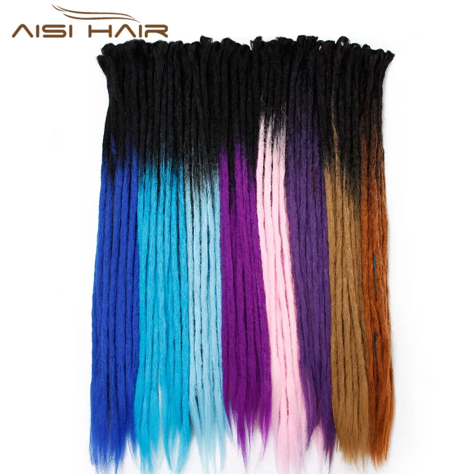 Aisi Hair Wholesale 22 inch Handmade Dreadlocks Hair Extensions Synthetic Crochet Braid Hair For Women Hip-Hop