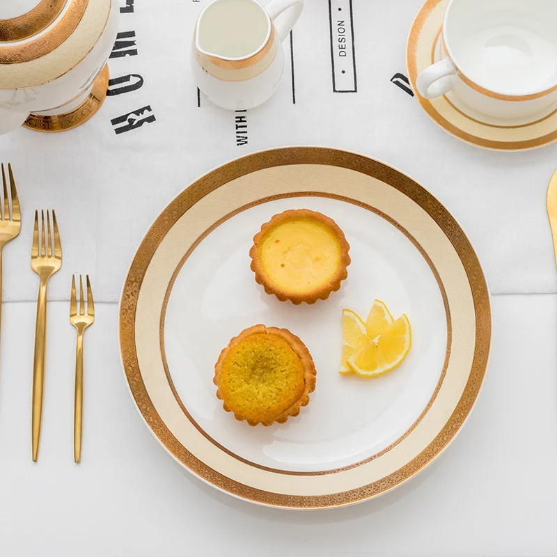 Guangzhou New Product 2019 Luxury Turkish Gold Porcelain New Fine Bone China Dinnerware Set, Ceramic Porcelain Dinner Set^#