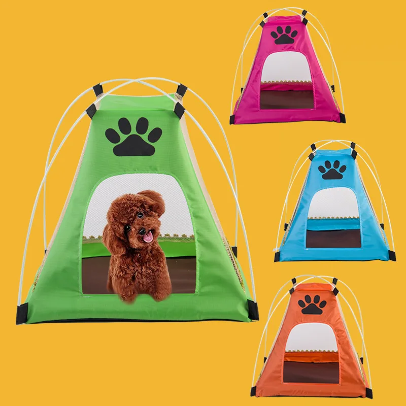 Teepee Pop-Up Dog Cat Bed small Portable Foldable Pet Tent with cushion