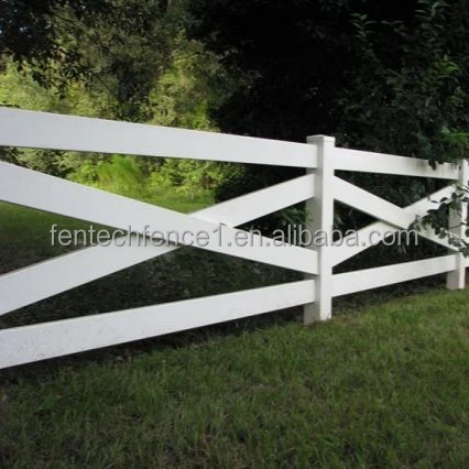Good quality PVC Vinyl Livestock Fence Cross Rail Horse Fence