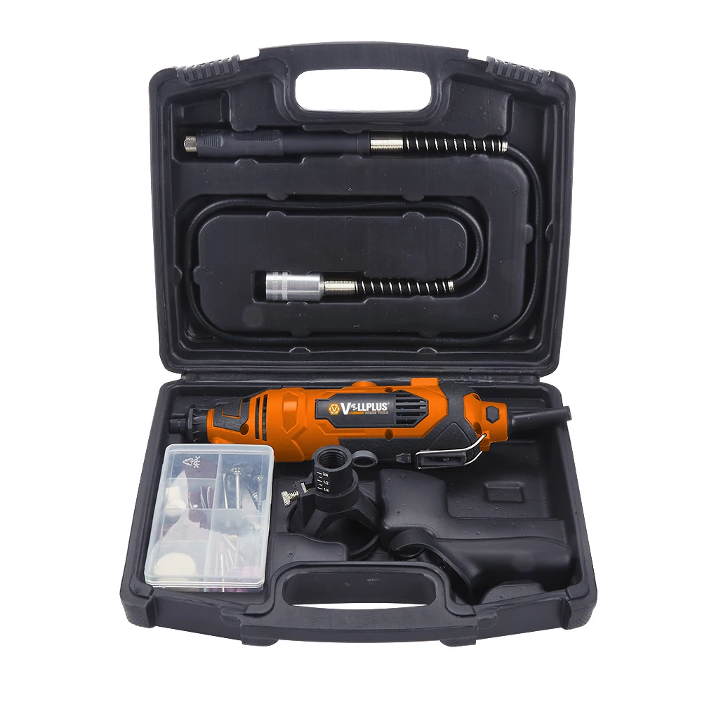Vollplus VPMG2010 135W Rotary Tool Kit 80pcs Variable Speed Professional Electric Mini Stone Grinder