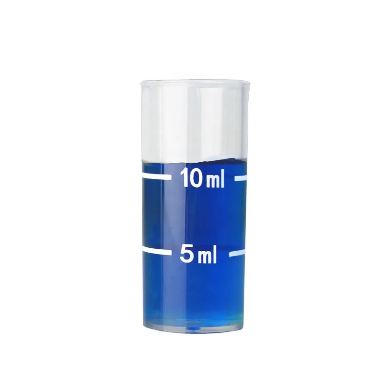 liquid measuring transparent 10ml plastic glass beaker cup/Laboratory Measuring cup/