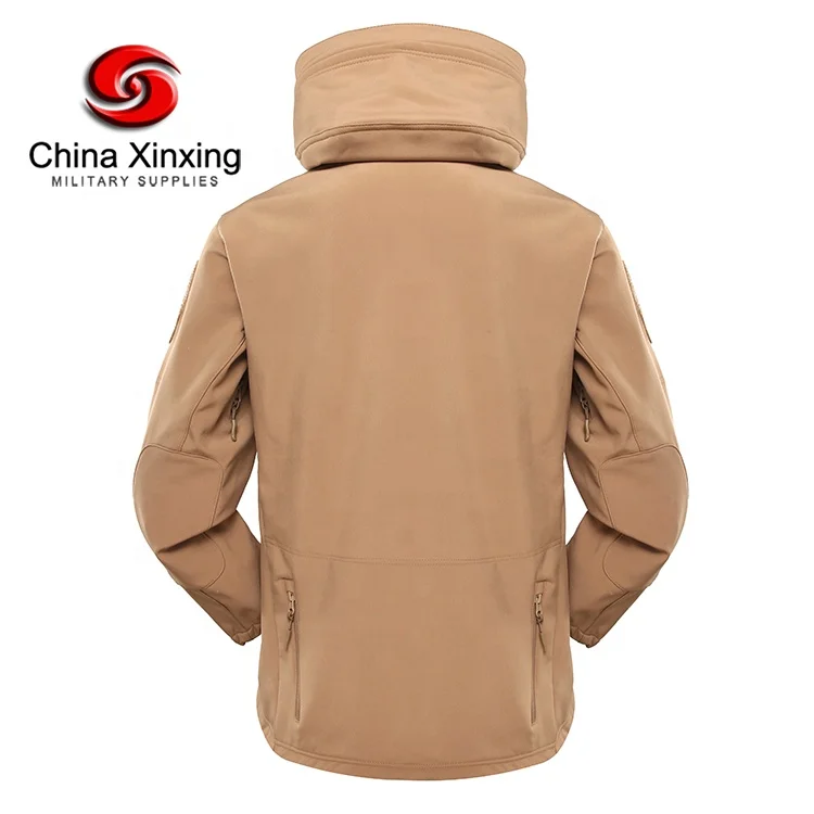 khaki Fleece sharkskin custom tactical jacket for men