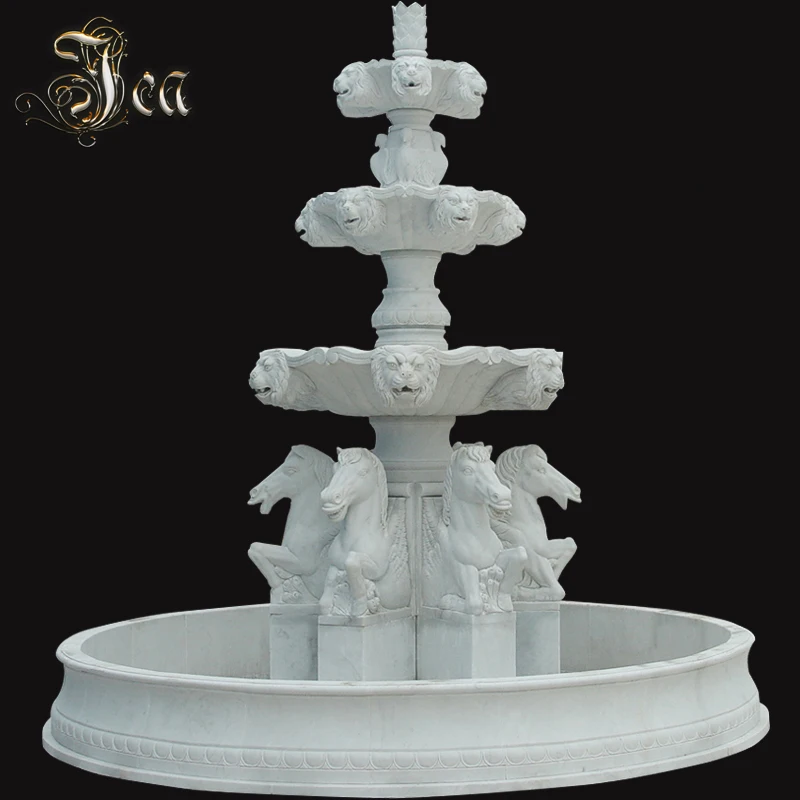 Белый камень мрамор открытый большой сад фонтан