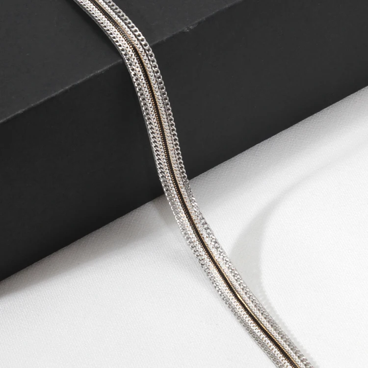 Decorative Accessories Chain Edged Hotfix Adhesive Rhinestone Trims with Black Braided Ribbon