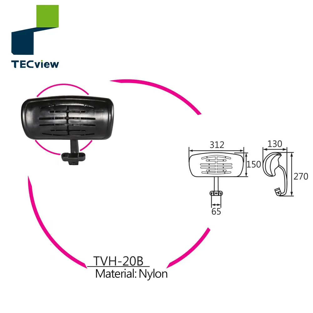 
hot sale Nylon PP headrest components swivel office chair parts 