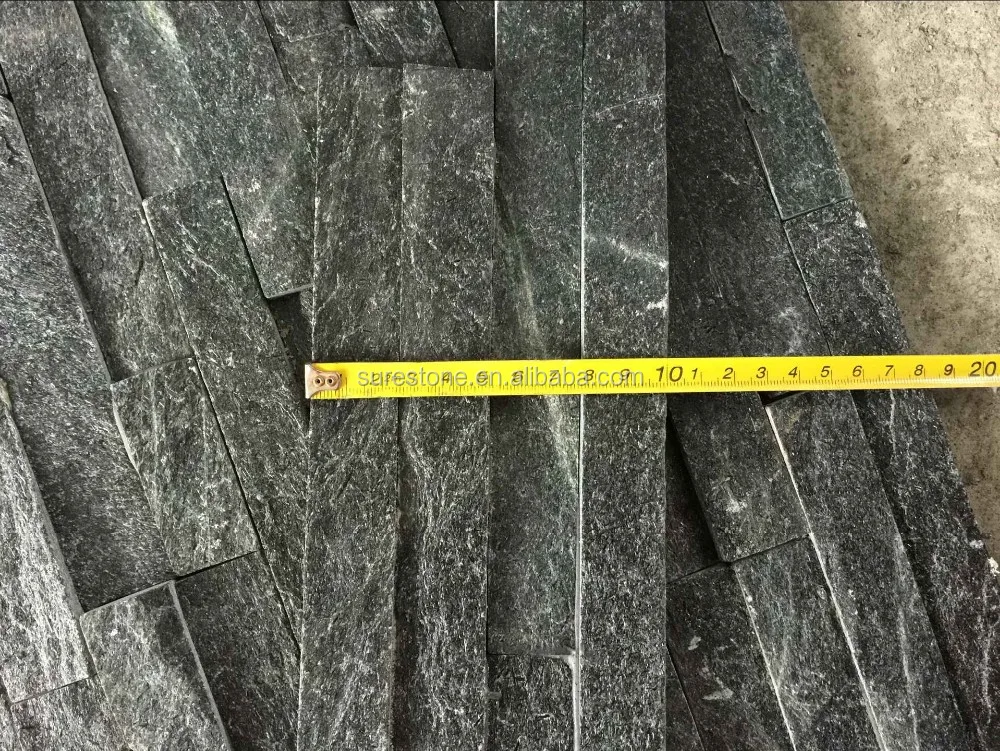 Natural Black Quartz Culture Stone Flat Ledgestone Panel Classic Fireplace Cladding Exterior Wall Decoration Of Commercial Buil