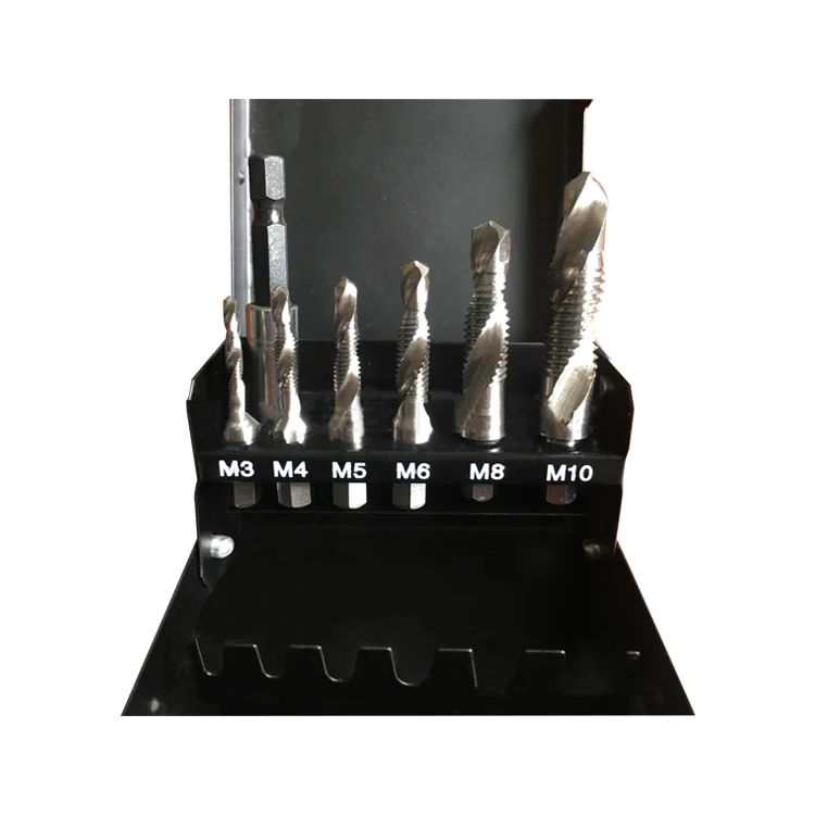 
7Pcs Machine Use Metric M3 M10 HSS Combination Drill and Taps Set with Magnetic Extension Bit Holder in Metal Box 