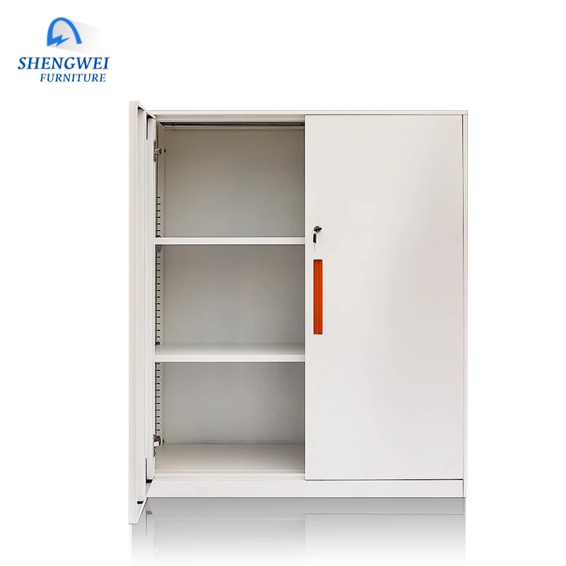 small storage cabinet half height 2 swing door metal file cabinet with adjustable shelf