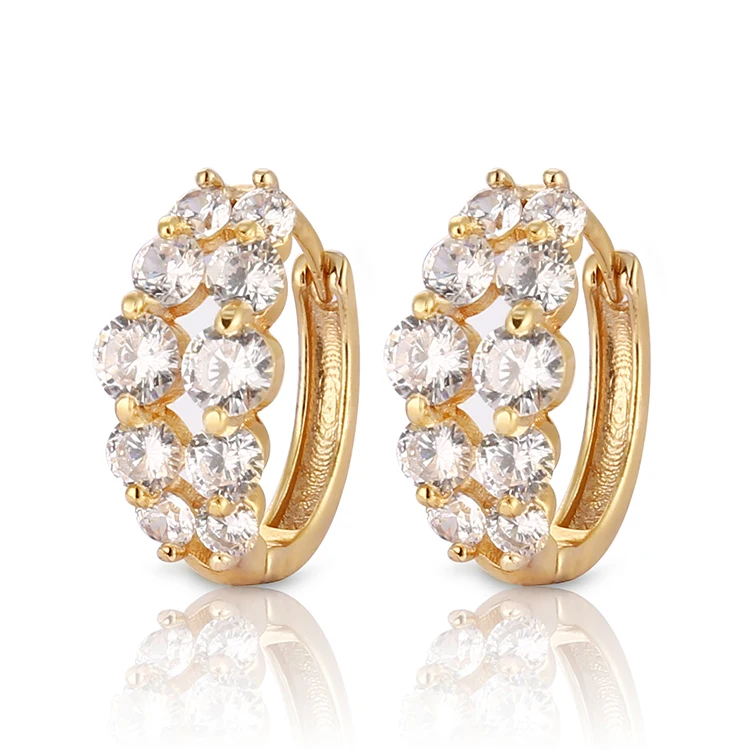 Bijouterie Wholesale Earrings Women Newest Design Fashion Round Huggice Zircon Earring,18K Gold Plated CZ Earrings for Girls