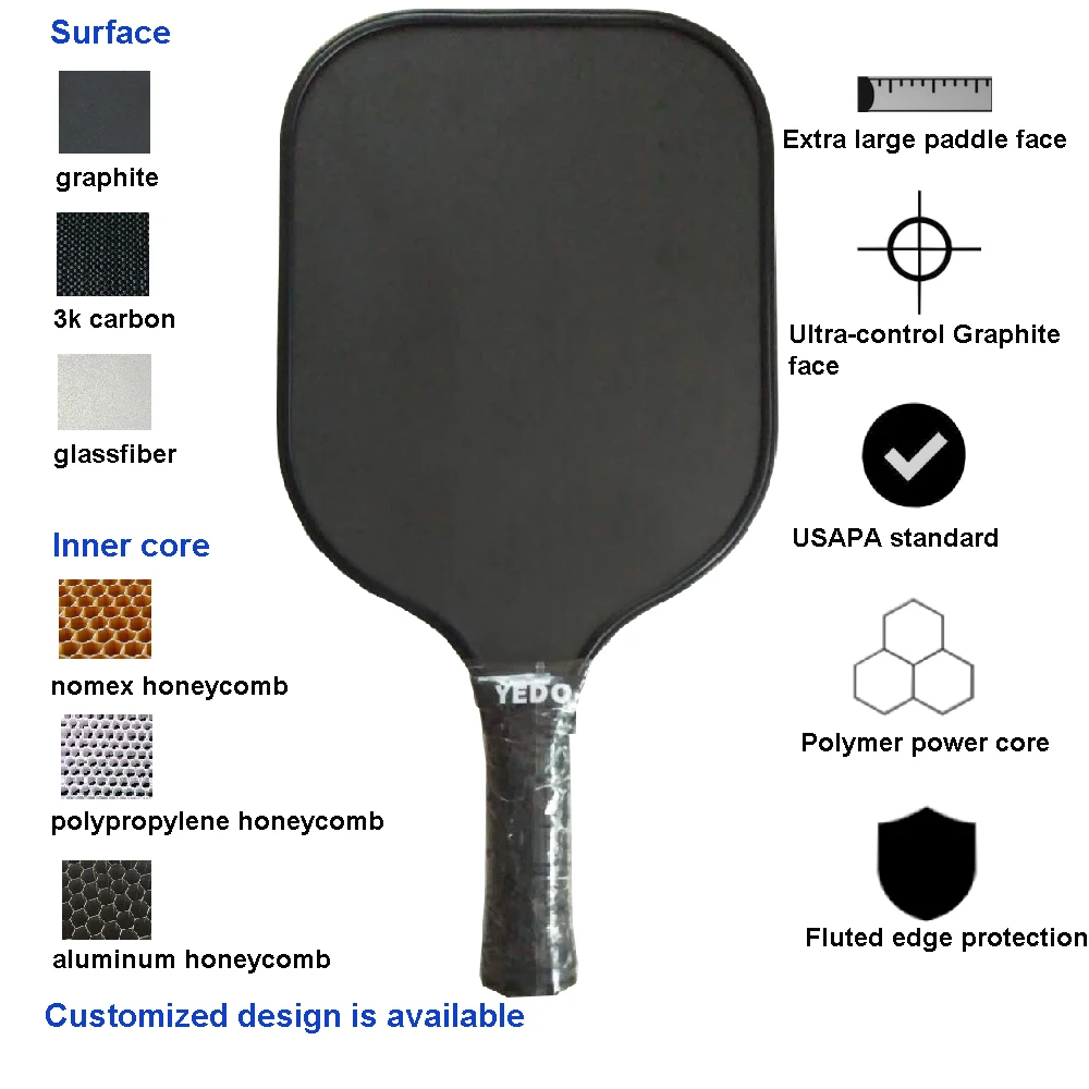 OEM USAPA approved outdoor carbon fiber pickleball paddle set