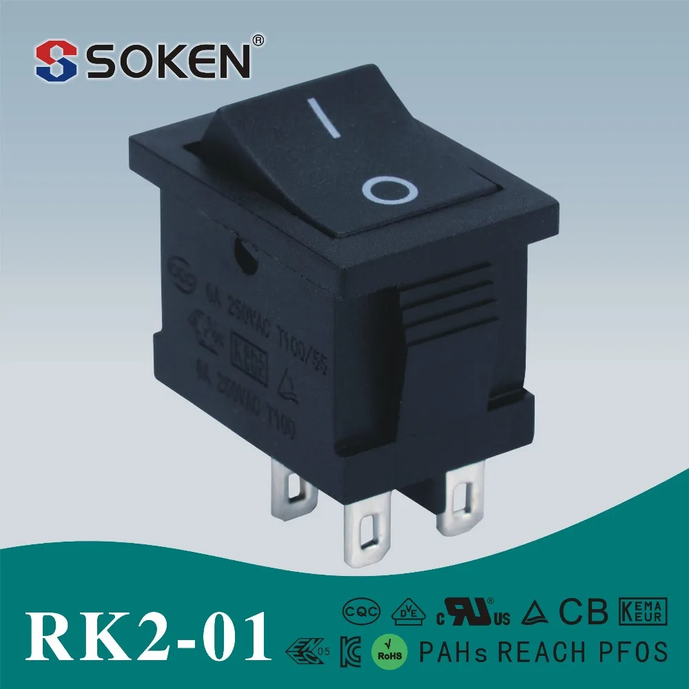 Soken RoHS DPST двухполюсный перекидной переключатель этикетки шелкография r19a 6A 250 В AC t85