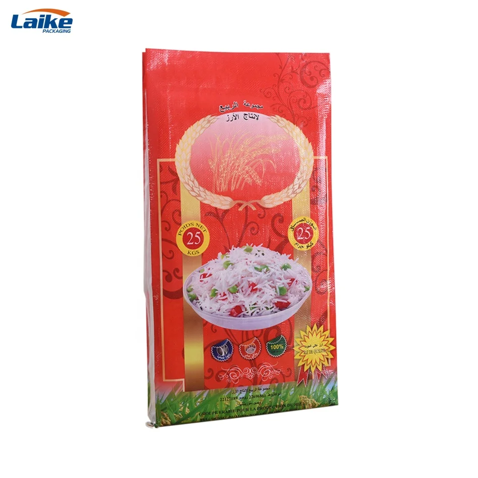 Wholesale customized 25kg 50kg foreign bopp woven bags of rice 25kg 50 kg 100 kg price