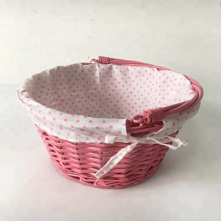 
Round colorful holiday gift basket Easter willow basket with moving handle 