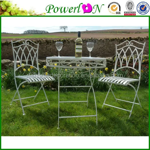 
High Quality Metal Mosaic Wood side Mosaic Garden Table And Folding Chair Set Outdoor Dining Furniture 