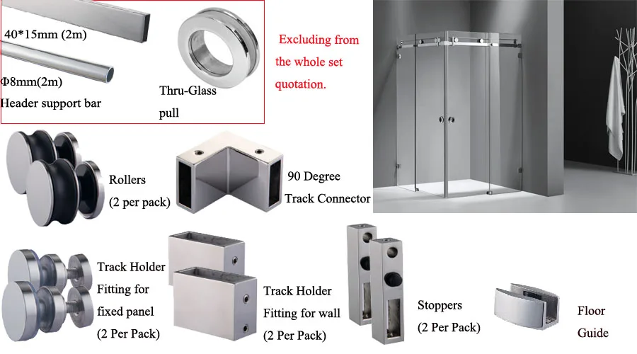 
Hot sale 90 degree shower sliding door roller system 