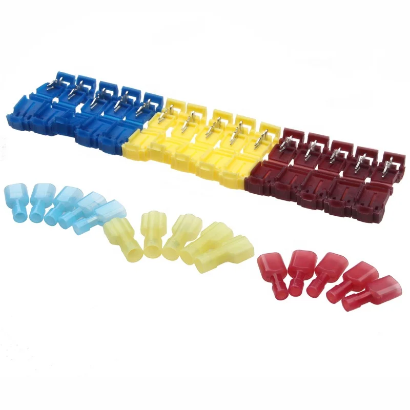 Urlwall 30Pcs Scotch Lock Quick Splice Terminals Red Blue Yellow Combo 22-10 AWG T-Tap/Male Insulated Wire Connectors