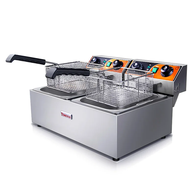 Heavy Duty Electric Stainless Steel Commercial 2 Tanks 2 Baskets Countertop Deep fryer