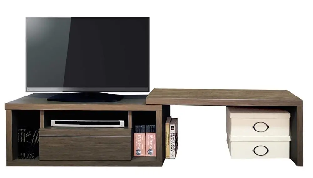 Wooden TV Cabinet TV Stand Furniture With 4 Compartments And Castors  Open Lowboard