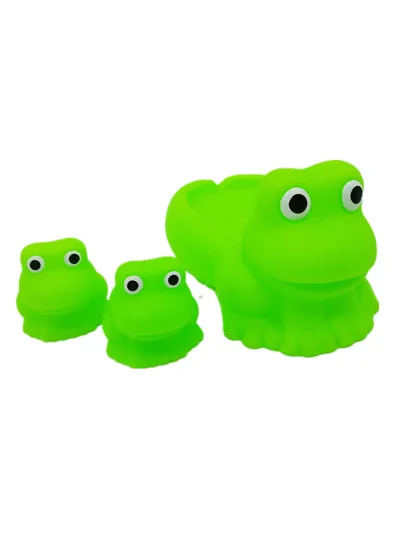 Good price good  mass lovely  soft environment pvc material orange frog kids set of bath toys