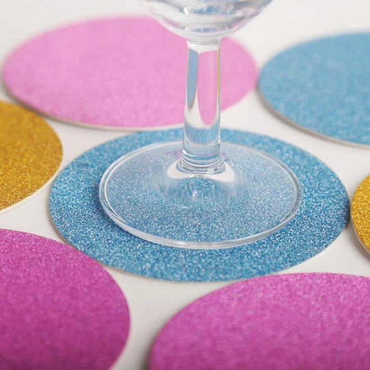 Wedding Cup Pads Glitter Round Card Paper Coaster Placemat Paper Doily for Wedding Party Home Table Decoration