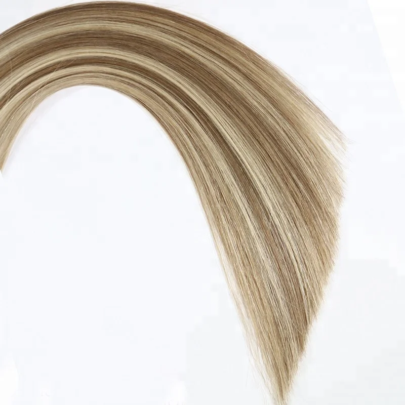 Brown Hair With Blonde Highlights Flat Tip Italian Keratin Glue Pre-bonded Human Hair Extensions