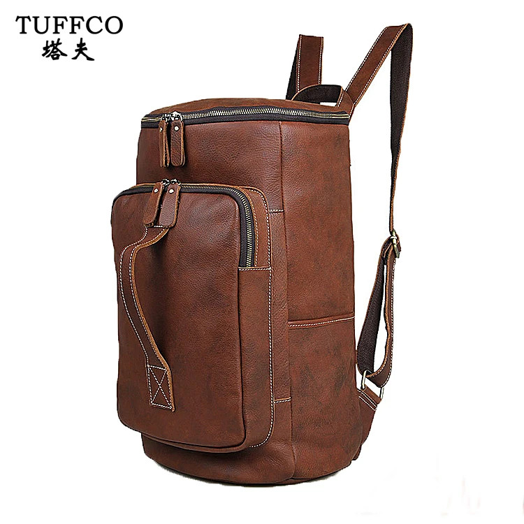 Wholesale High Quality Real Leather Backpack Climbing Knapsack for Men