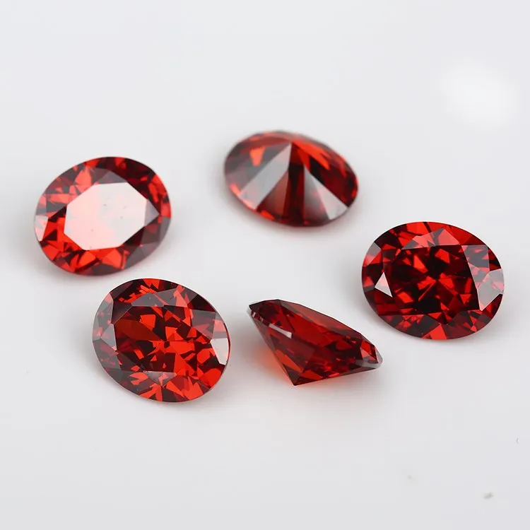 Wuzhou oval red cz stone Jiangyuan gems