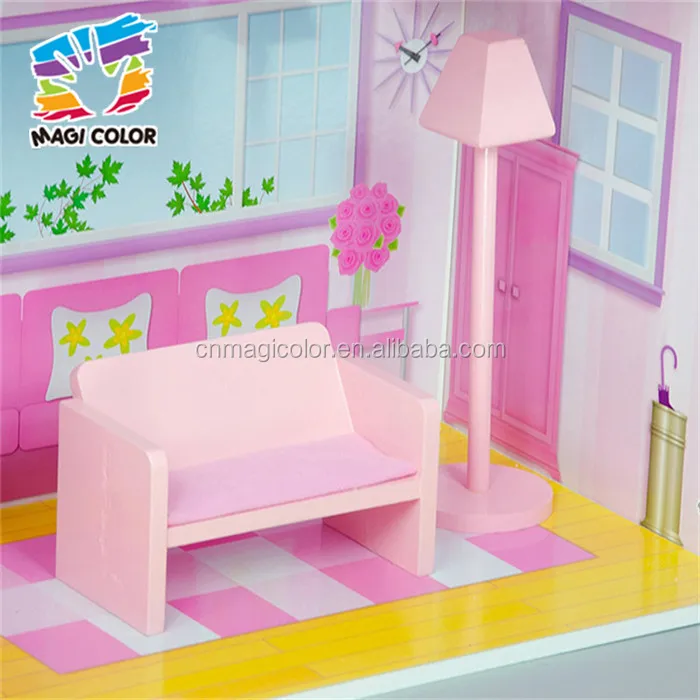 Оптовая продажа дешевые 3 пол ролевые игры игрушки деревянный кукольный домик для детей W06A224