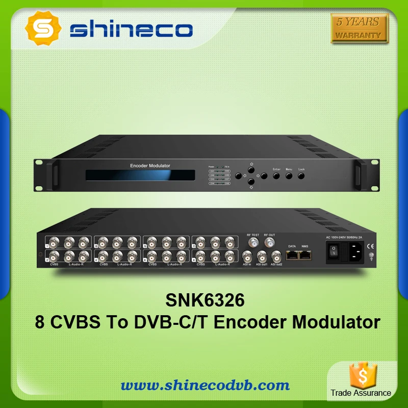 AV RF модулятор 8-канальный кодировщик модулятор MPEG2/4 AVC/H.264