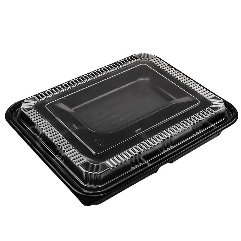 4 compartment disposable plastic food tray with cover