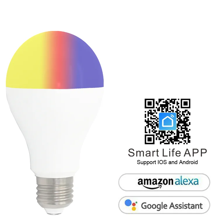 
New wifi wireless controlled colorful smart life Alexa Google home smart led light bulb 